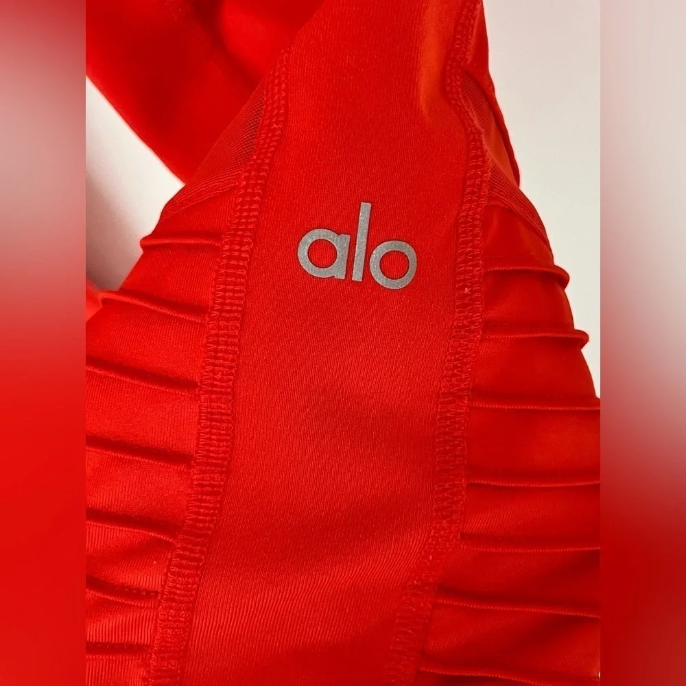 Alo Yoga Women's Size Small 28” High-Waist Mesh Panel Moto Leggings Cherry Red